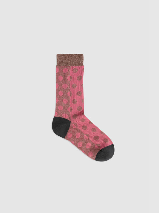 Textured Dot & Stripe Mesh Crew Sock
