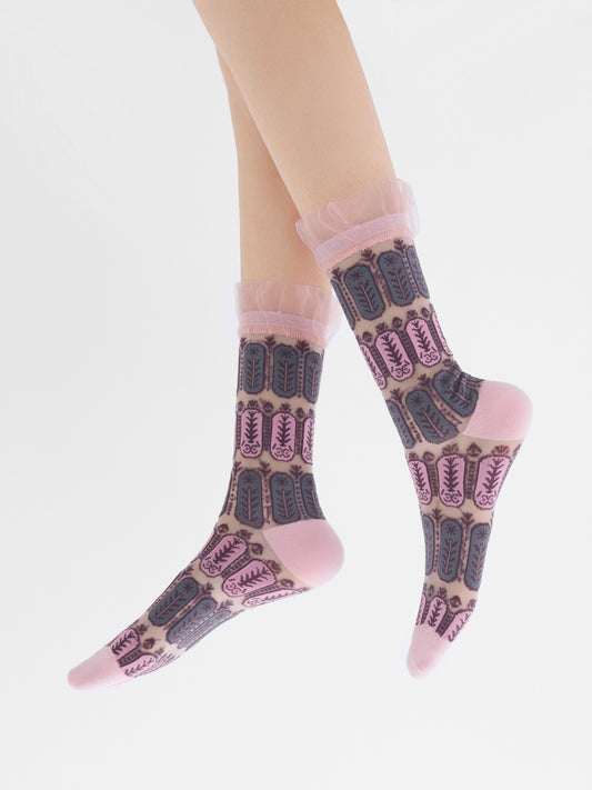 Lace Jacquard Translucent Sock