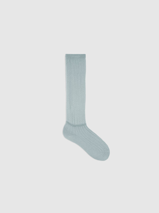 Textured Fine Stripe Calf Sock