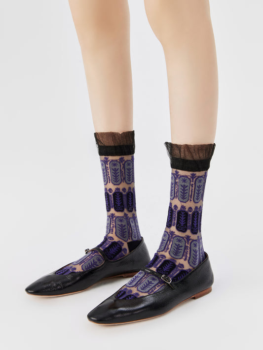 Lace Jacquard Translucent Sock