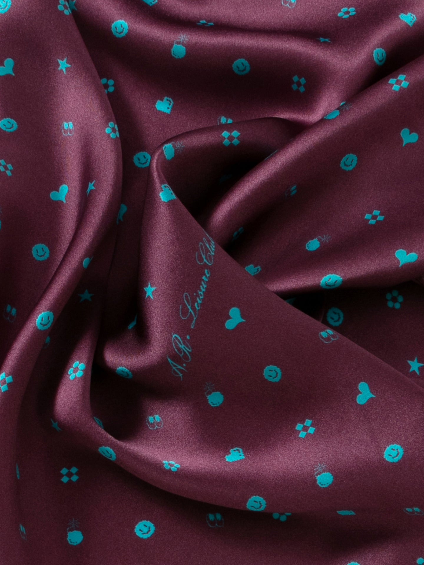 Printed Symbol & Polka Dot Silk Scarf