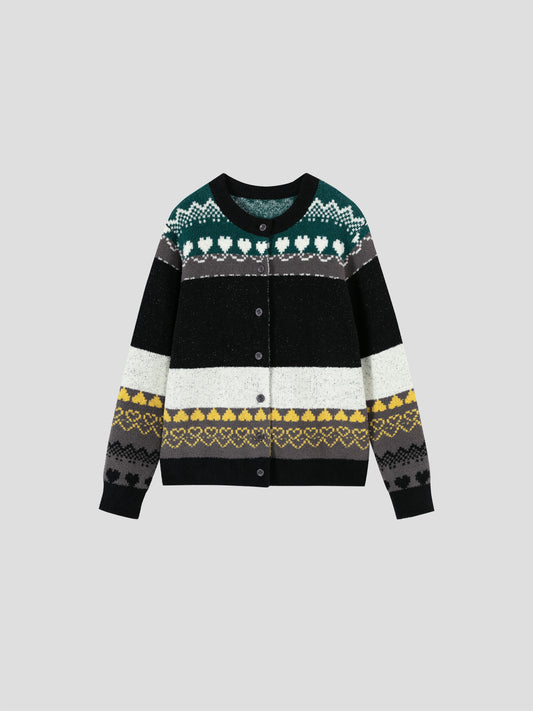 Tribal Motif Soft Sherpa Cardigan