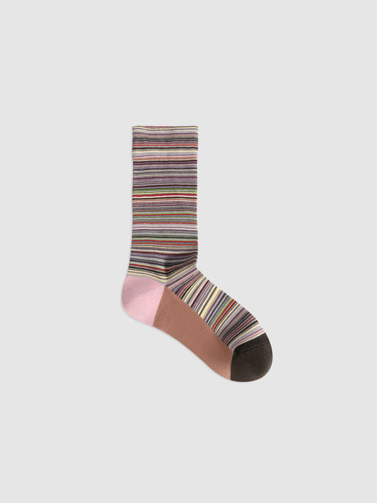 Color-Woven Striped Mid-Calf Socks