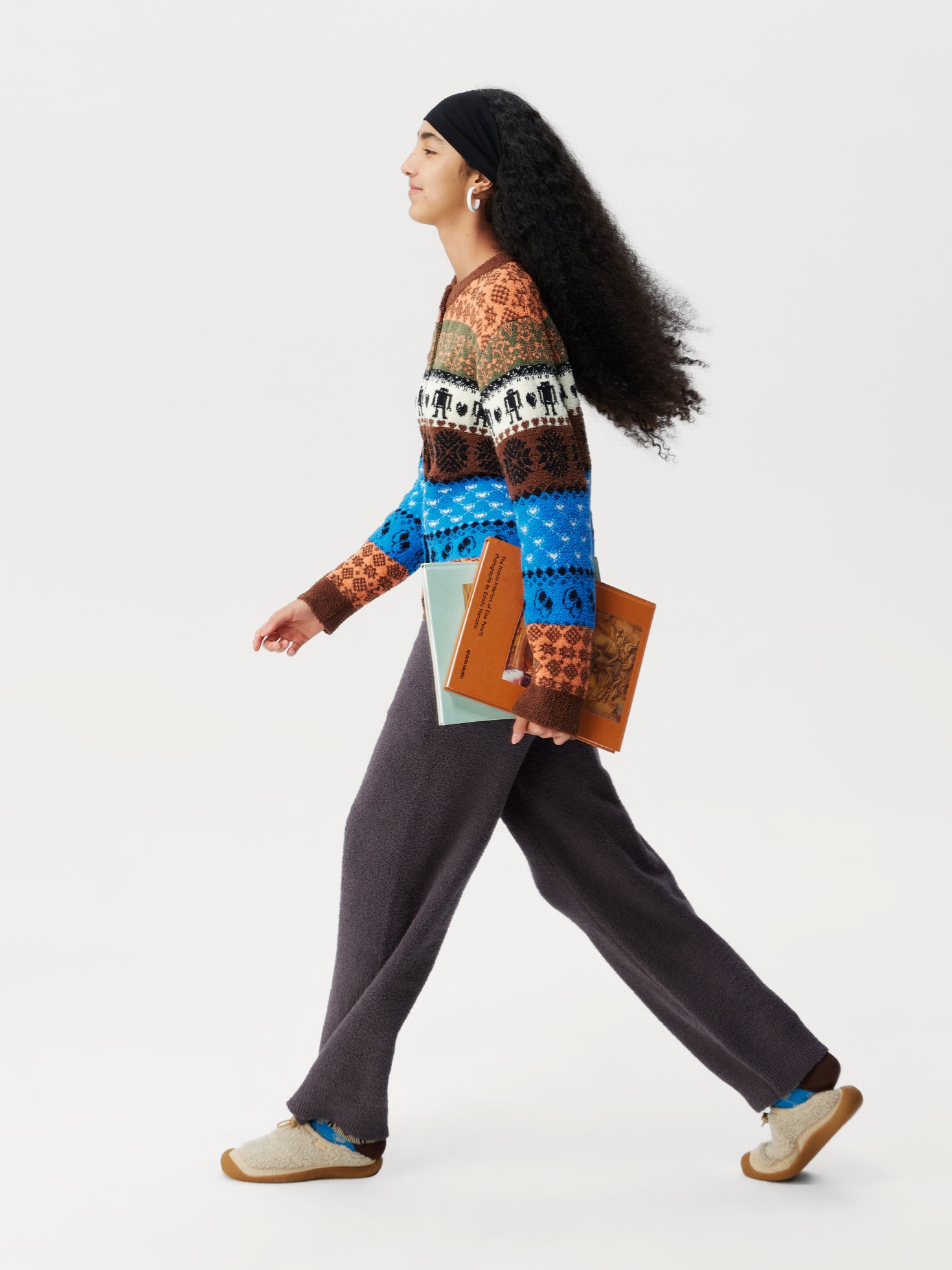 Tribal Motif Soft Sherpa Cardigan