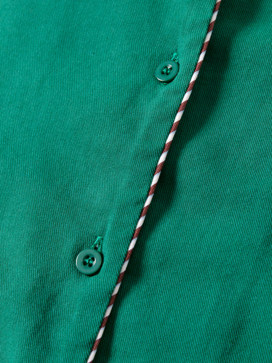Solid-Color Twill-Striped Long-Sleeve Loungewear