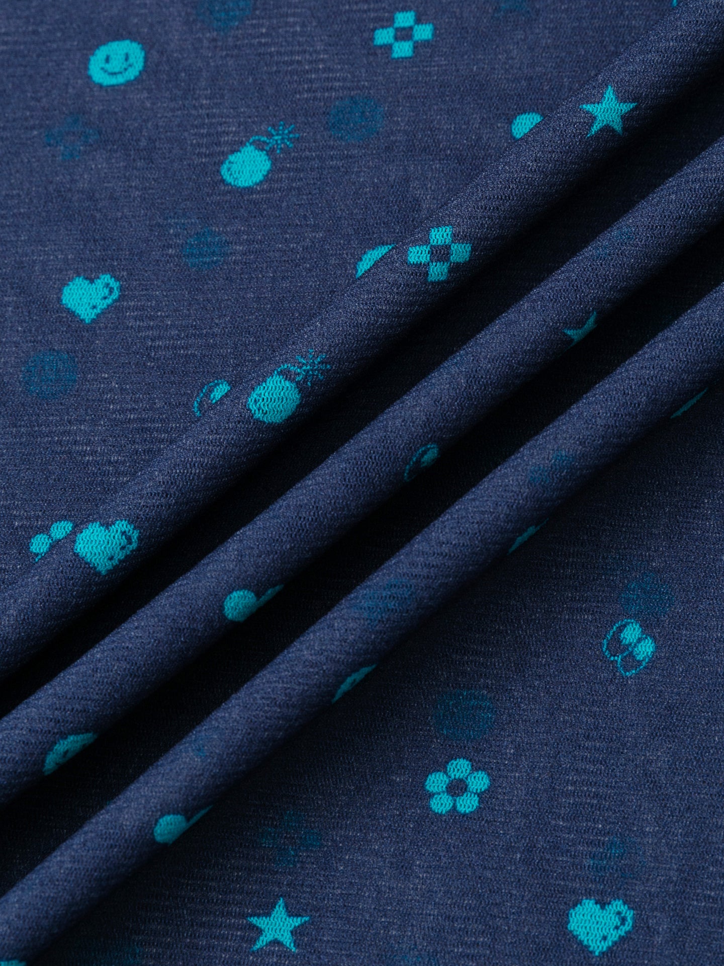 Printed Symbol & Polka Dot Mesh Top