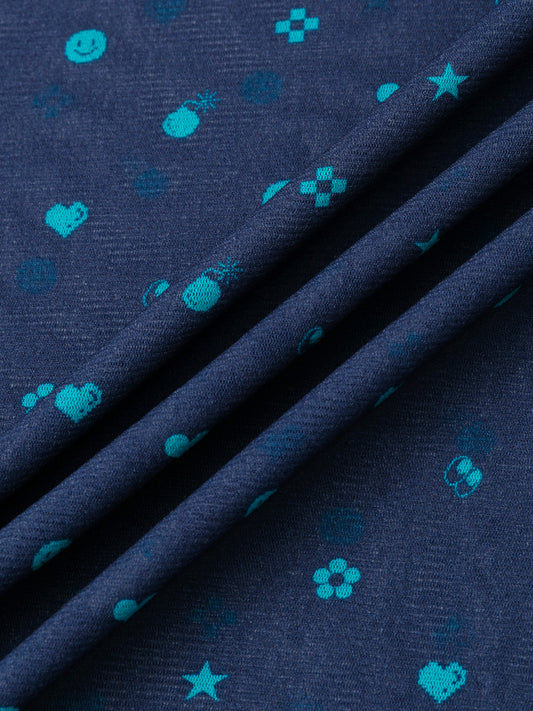 Printed Symbol & Polka Dot Mesh Top