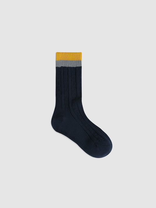 Contrast Cuff Combed Cotton Crew Socks