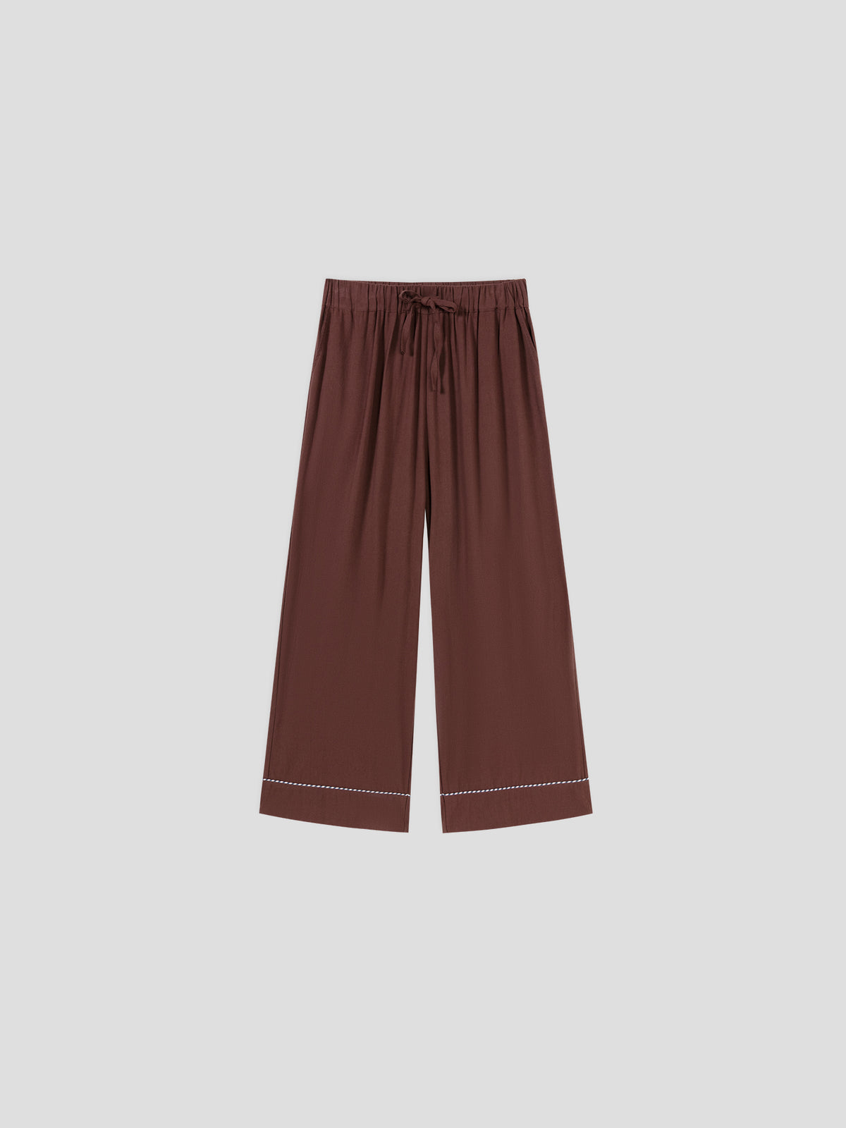 Solid-Color Twill-Striped Long-Sleeve Loungewear
