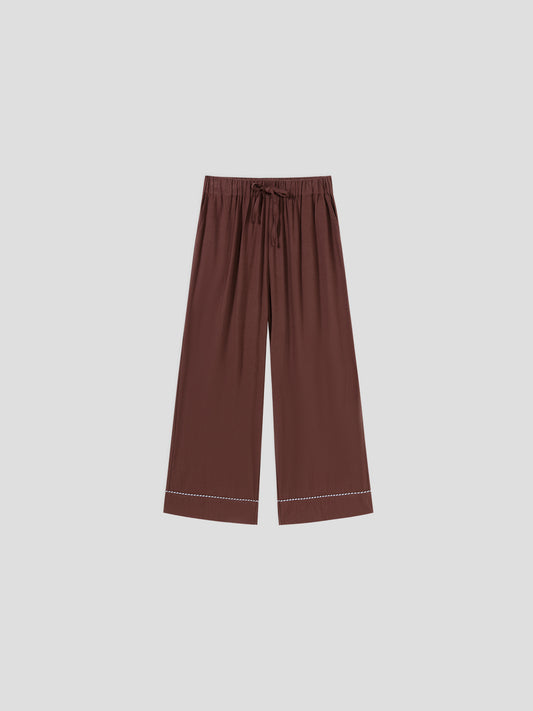 Solid-Color Twill-Striped Long-Sleeve Loungewear