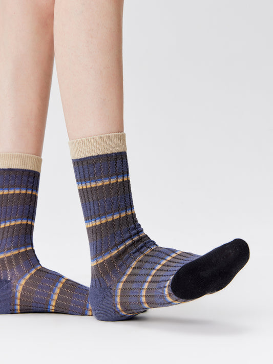 Pointelle Stripe Crew Socks