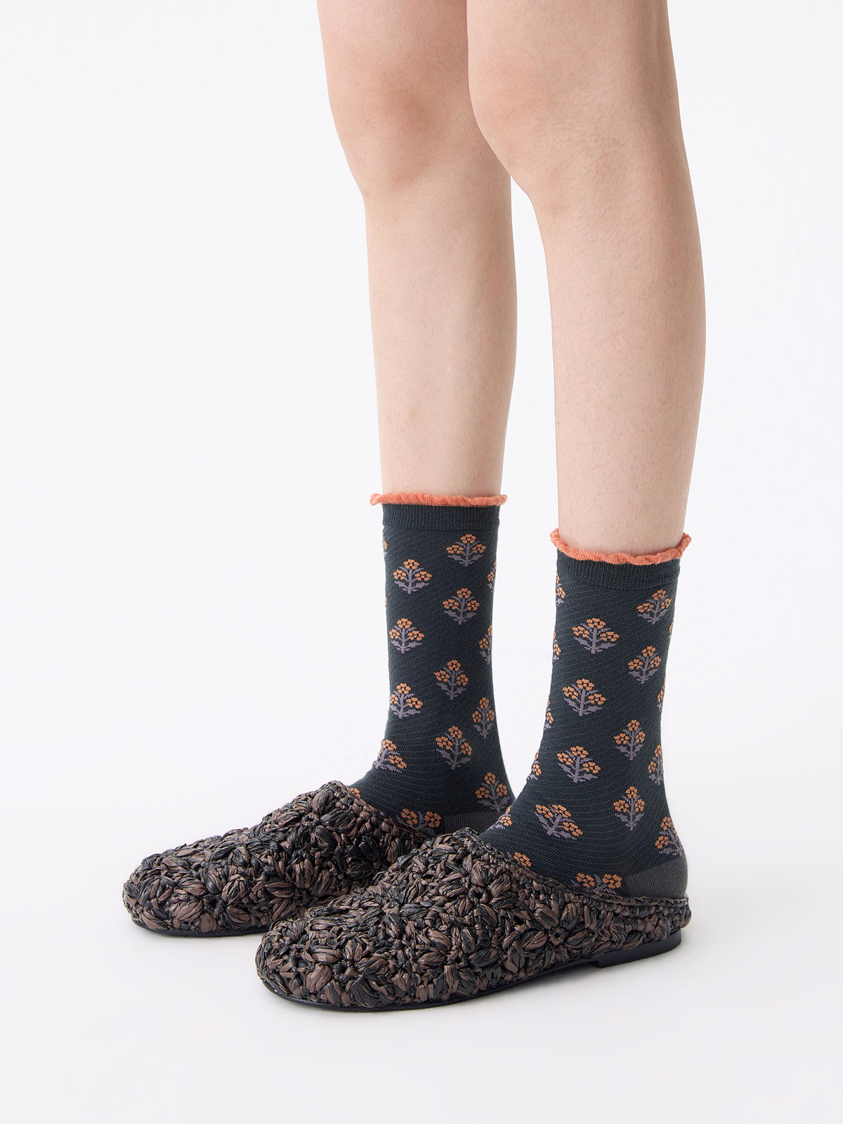 Twill Pattern Mid-Calf Socks