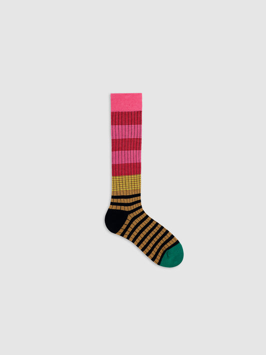 Contrast Tri-Rhythm Ribbed Calf Socks