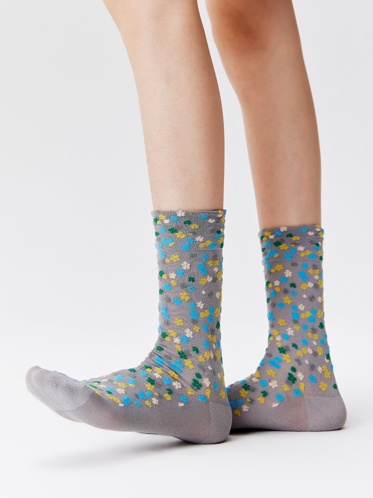 Floral Metallic Crew Socks