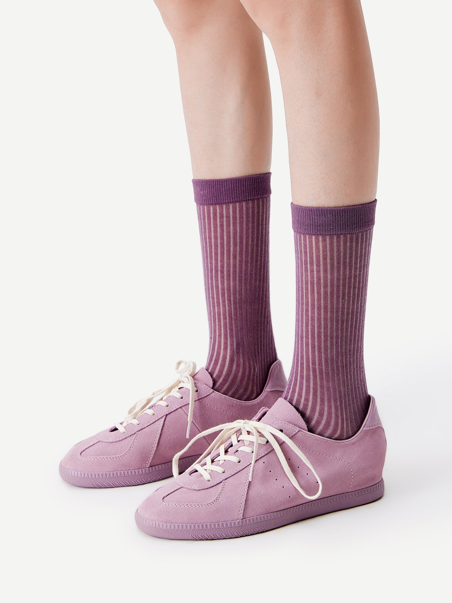 Textured Fine Stripe Crew Sock