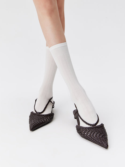 Chain Pattern Silk Blend Crew Socks