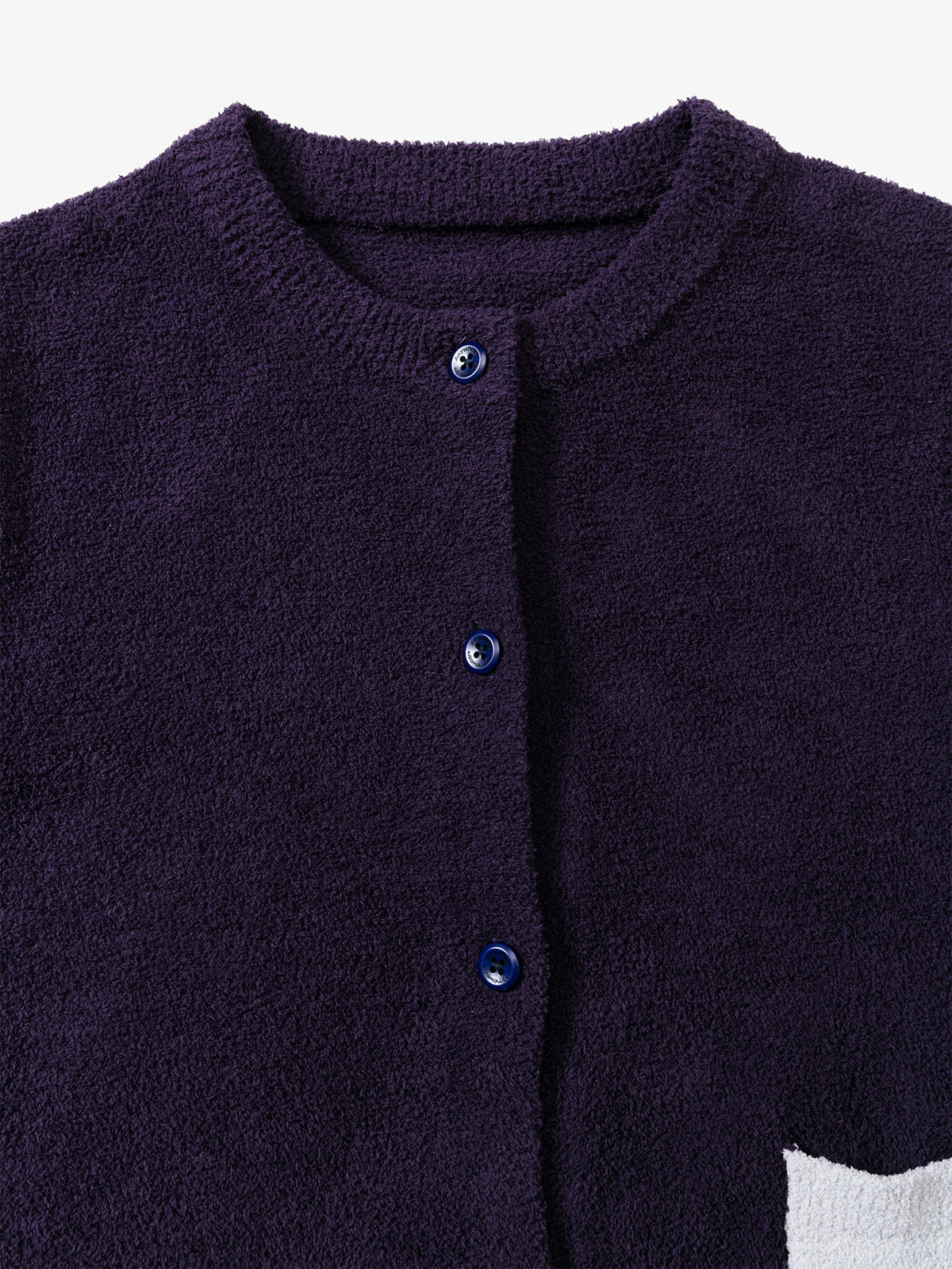 Contrast-Color Pocket Half-Velvet Cardigan Loungewear