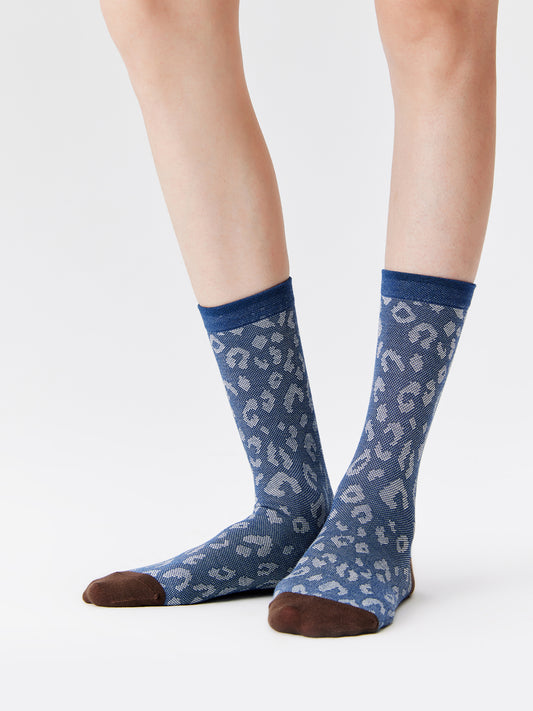 Leopard Jacquard Crew Socks