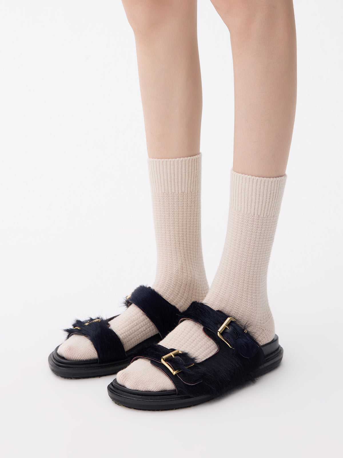 Purple Label Merino Wool Waffle-Weave Mid-Calf Socks