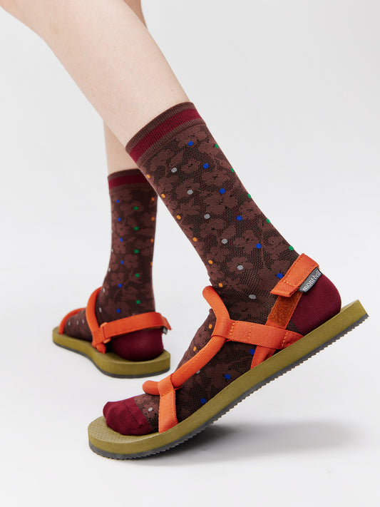 Contrast Dot Mesh Crew Socks