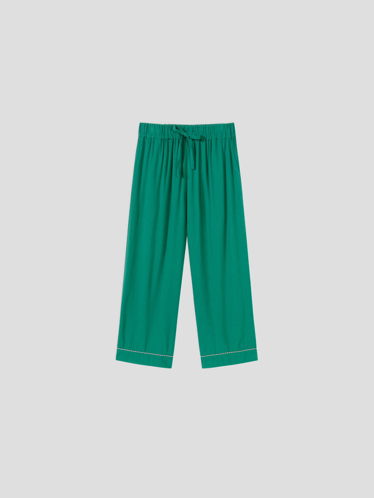 Solid-Color Twill-Striped Long-Sleeve Loungewear