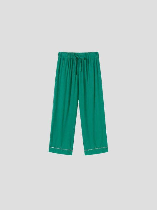 Solid-Color Twill-Striped Long-Sleeve Loungewear