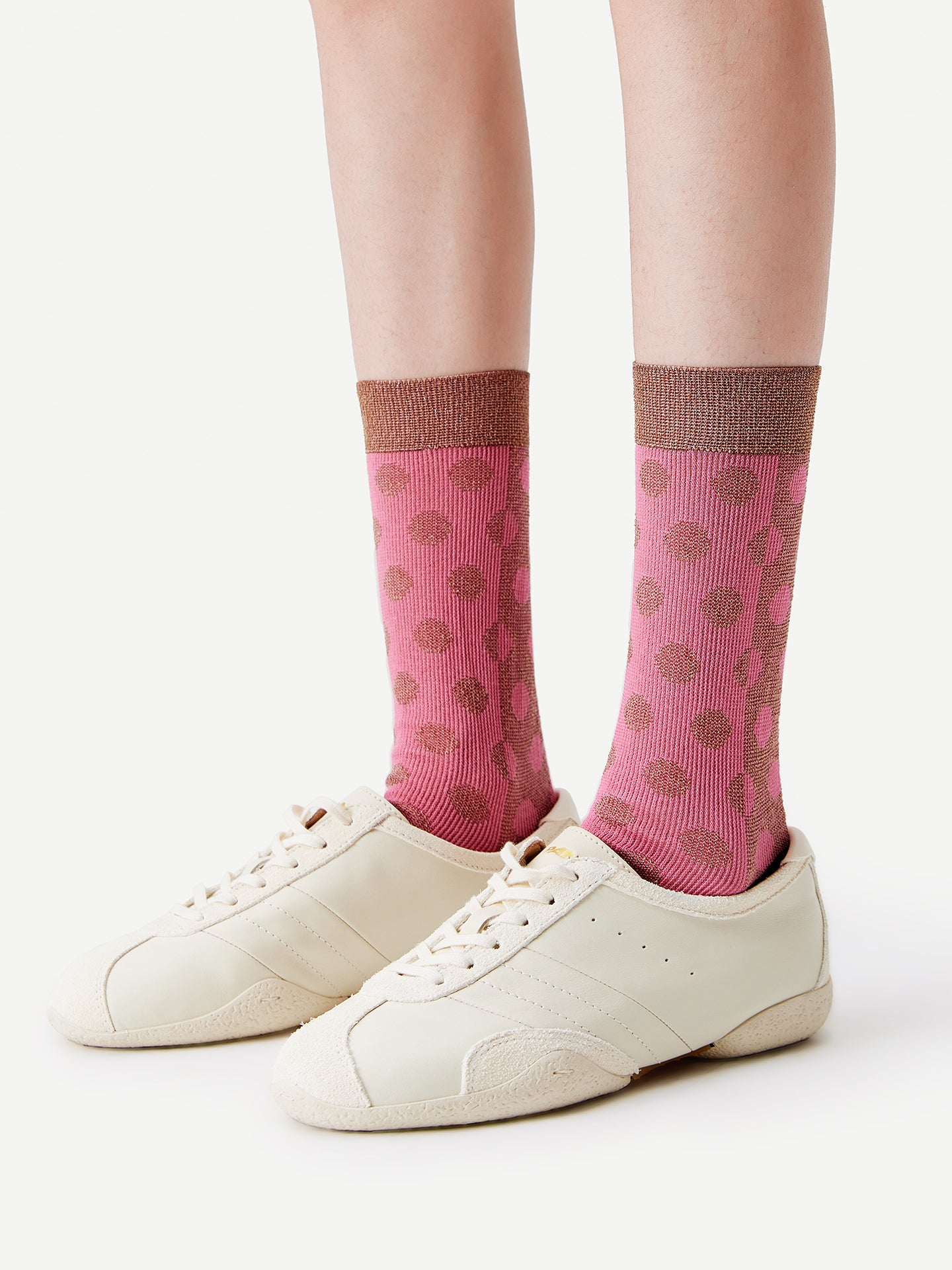 Textured Dot & Stripe Mesh Crew Sock