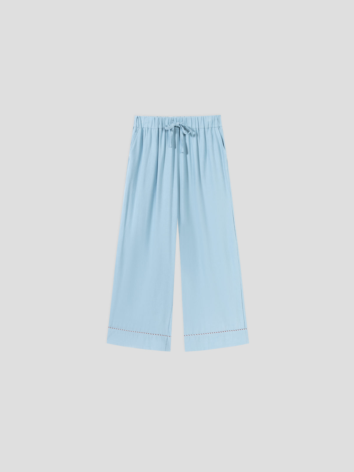 Solid-Color Twill-Striped Long-Sleeve Loungewear