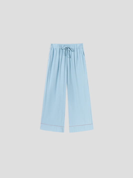 Solid-Color Twill-Striped Long-Sleeve Loungewear