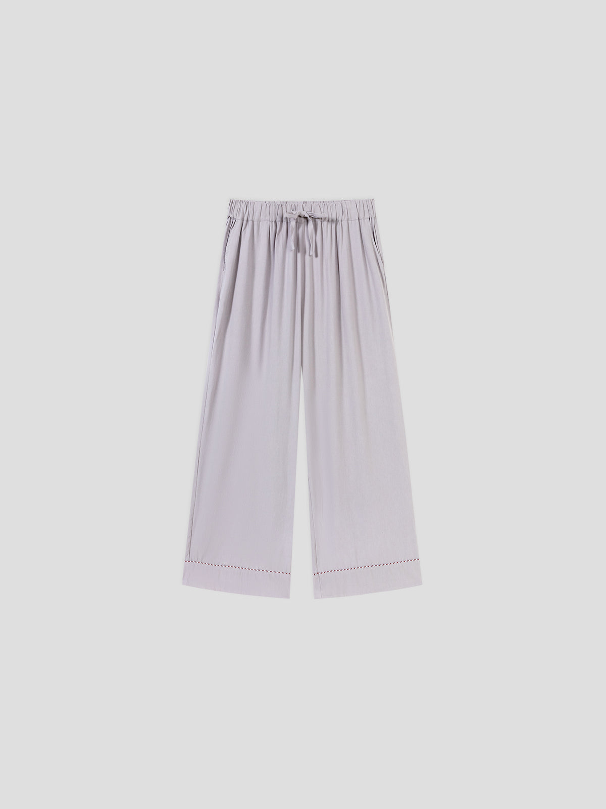 Solid-Color Twill-Striped Long-Sleeve Loungewear