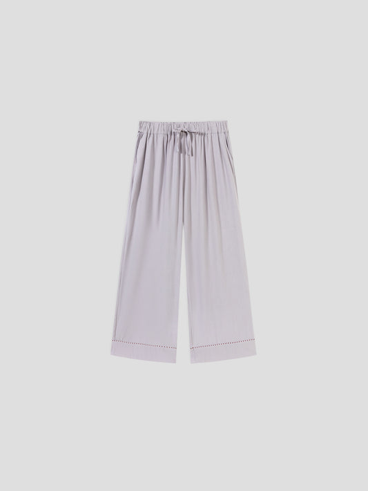 Solid-Color Twill-Striped Long-Sleeve Loungewear