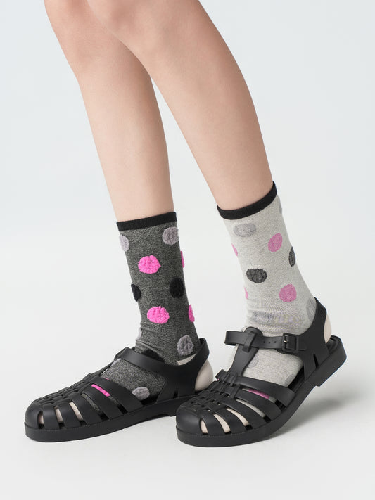 Reversible Polka Dot Crew Socks