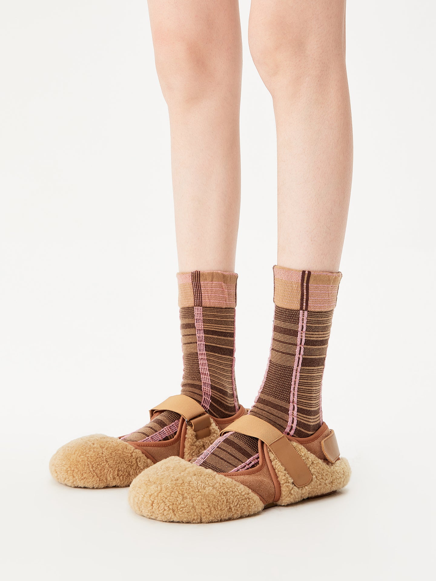 Colorblock Check Crew Socks