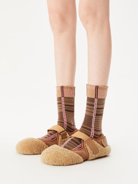 Colorblock Check Crew Socks