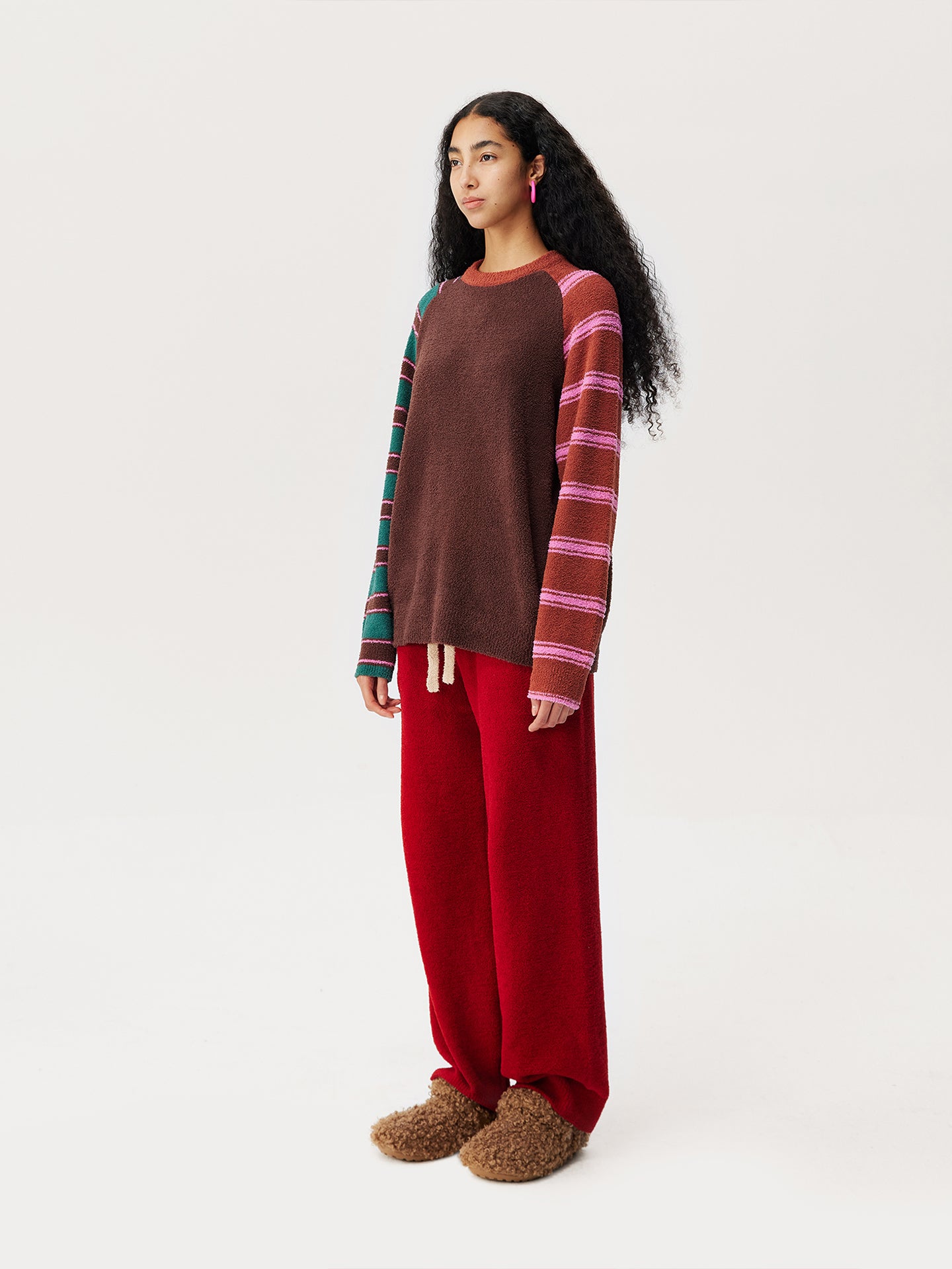 Contrast Stripe Soft Sherpa Set – AlmondRocks