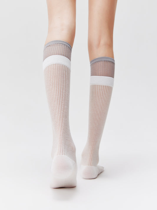Layered Contrast Calf Socks
