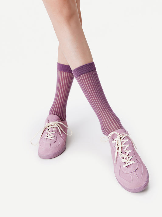 Textured Fine Stripe Crew Sock