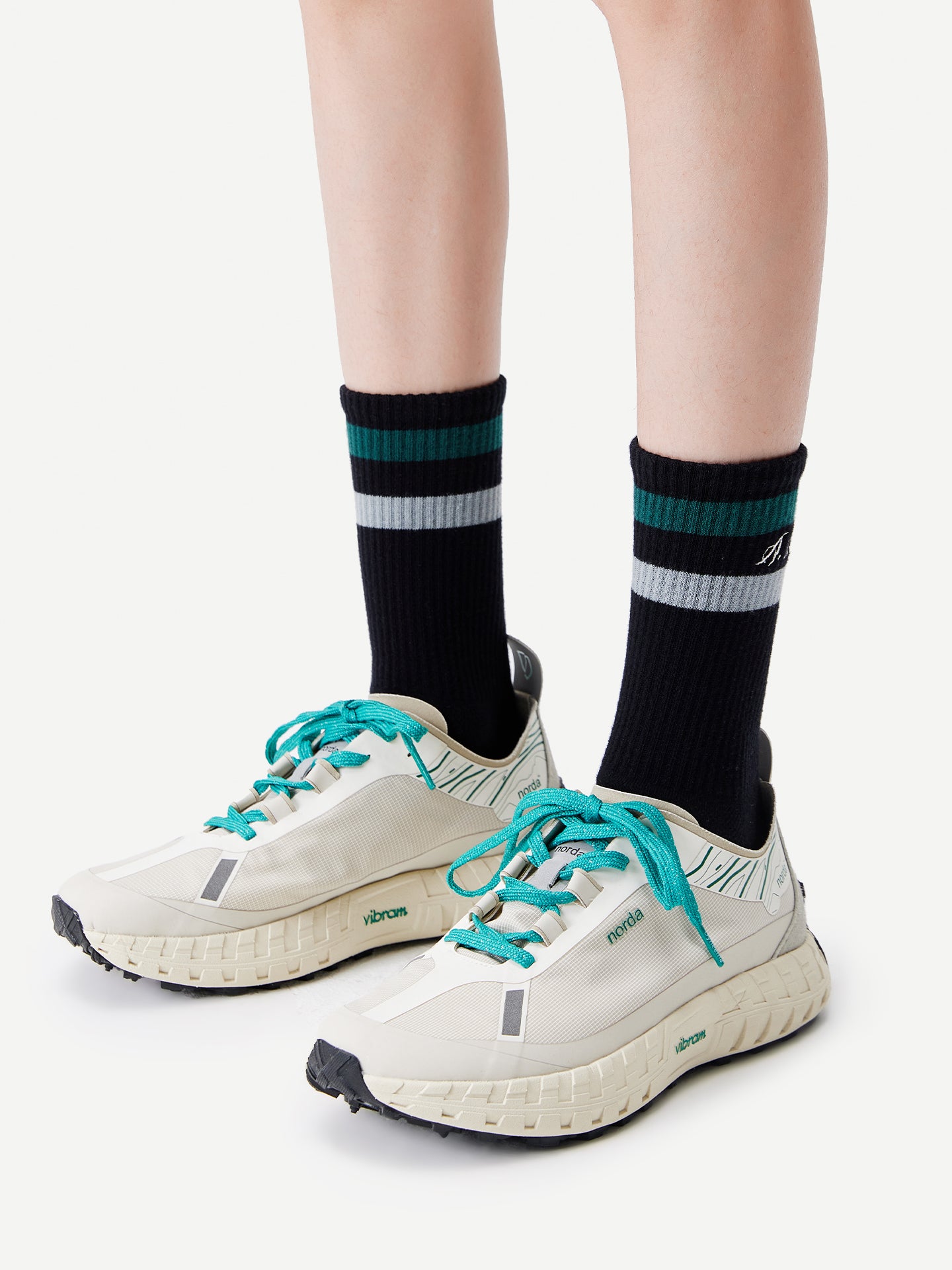 Striped Cuff Combed Cotton Crew Socks