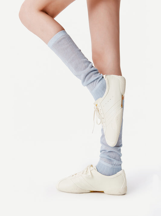 Textured Fine Stripe Calf Sock