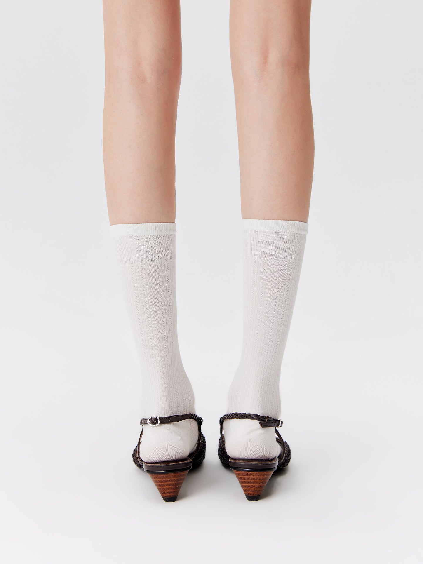 Chain Pattern Silk Blend Crew Socks