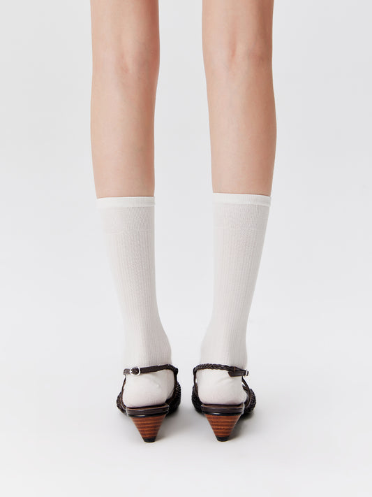 Chain Pattern Silk Blend Crew Socks