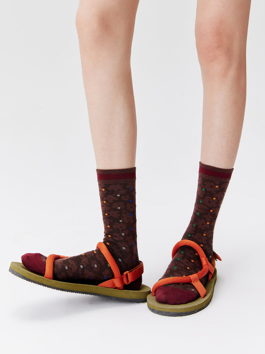Contrast Dot Mesh Crew Socks