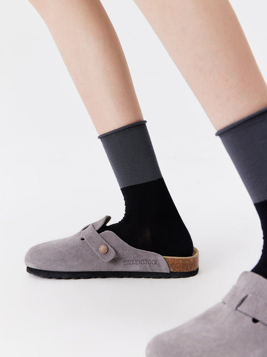 Contrast Trim Silk Blend Crew Socks