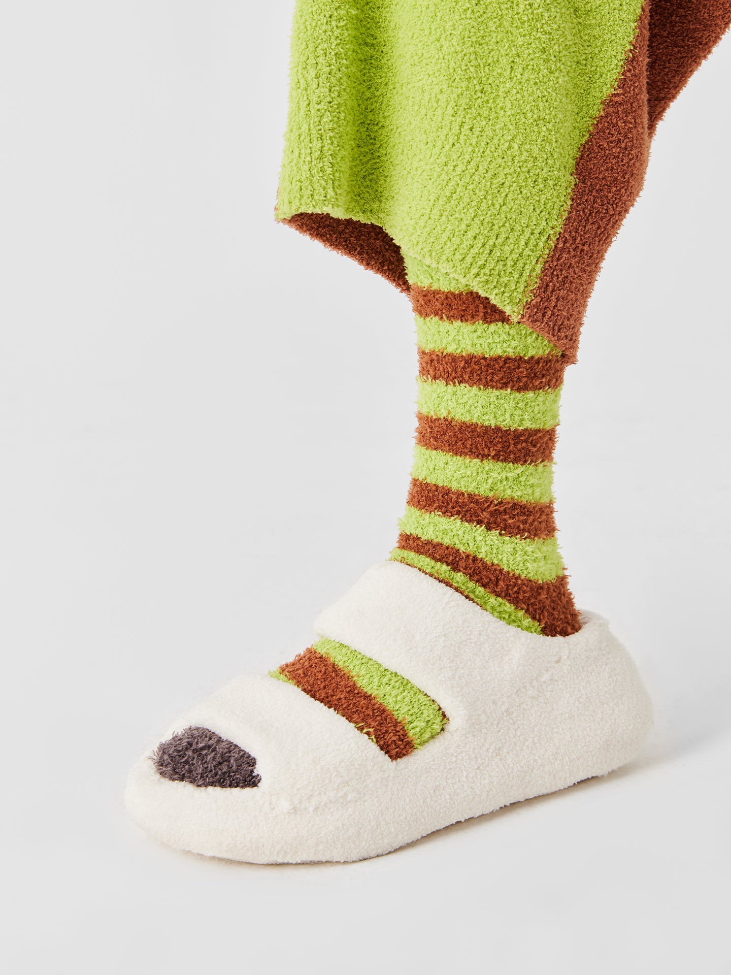 Contrast Stripe Soft Sherpa Sock