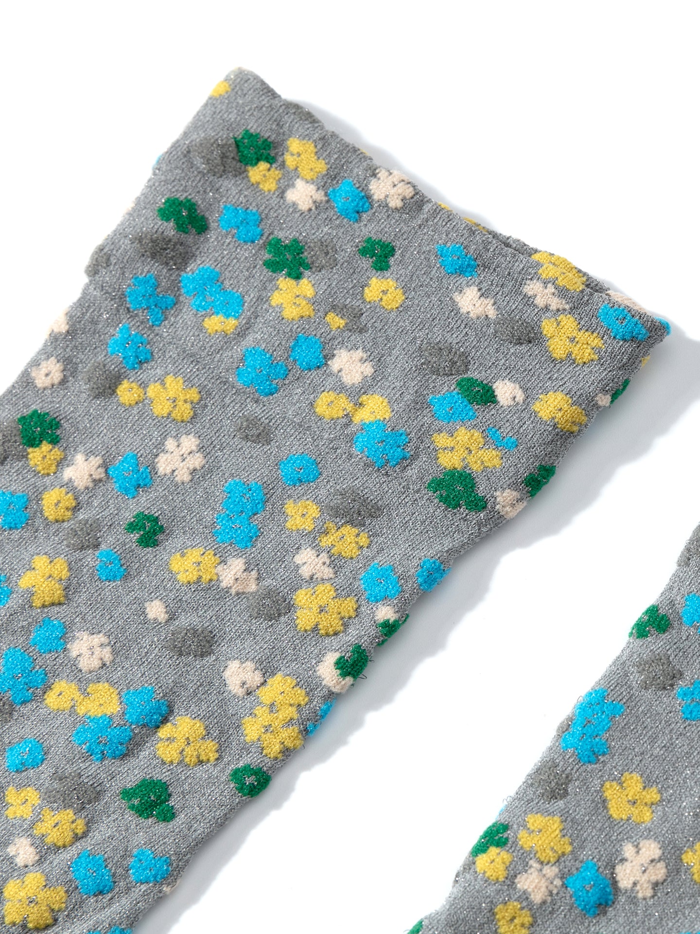 Floral Metallic Crew Socks