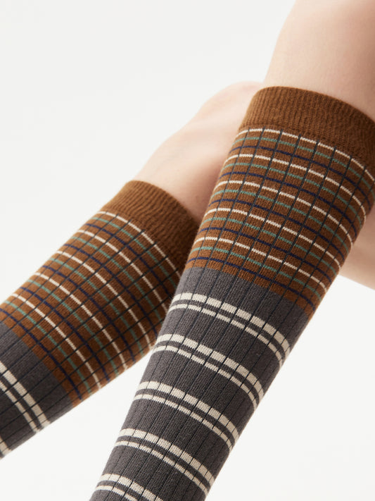 Contrast Stripe Calf Socks Box