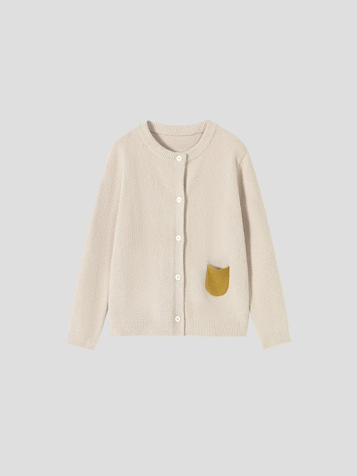 Contrast-Color Pocket Half-Velvet Cardigan Loungewear