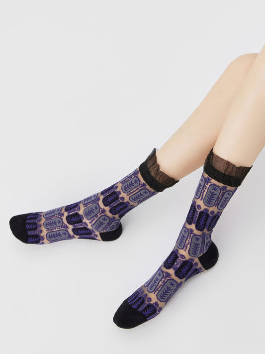 Lace Jacquard Translucent Sock