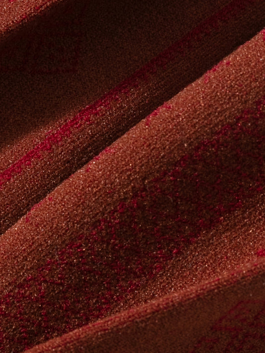 Brocade-Textured Double Cuff Crew Sock