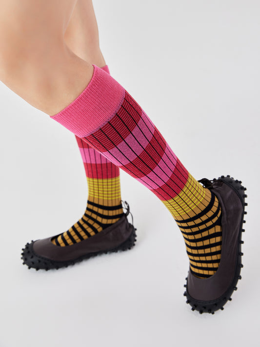 Contrast Tri-Rhythm Ribbed Calf Socks